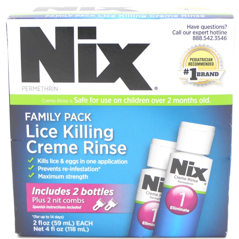 Nix Family Pack Lice Killing Creme Rinse Includes 2 Bottles & 2 Nit Combs 09/26